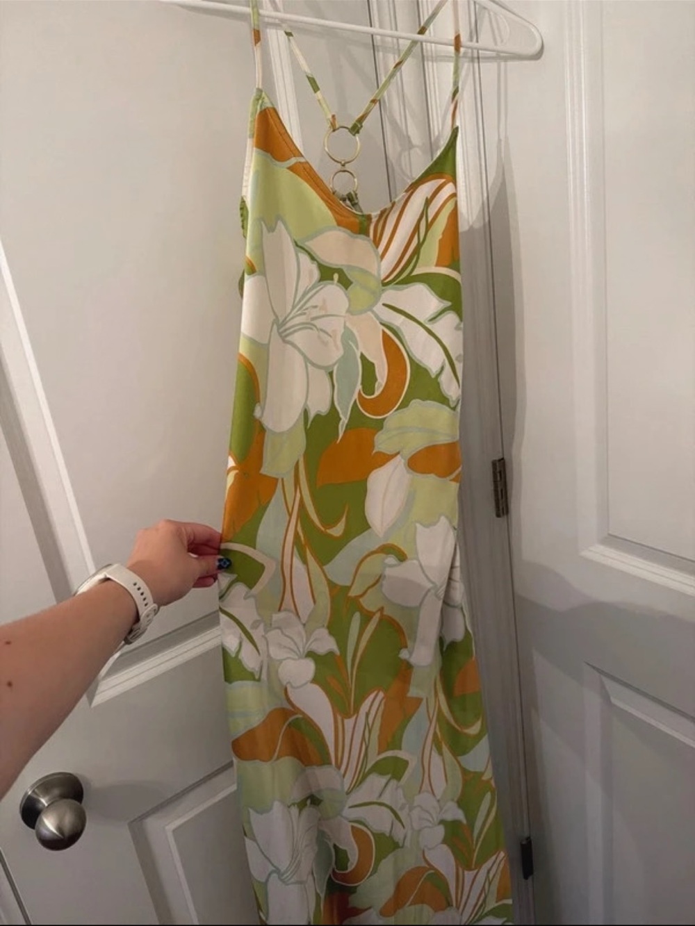 Forever 21 Floral Slip Skirt in Green and Orange